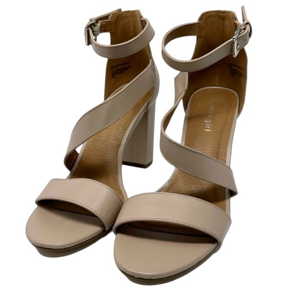Madden Girl Women’s Hansley Nude Beige Tan Strappy Block Heels Sandals Size 10